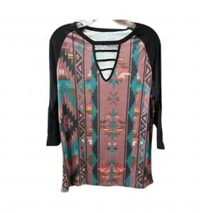 NEW CRAZY TRAIN women's mesquite wild top - regular and plus in black